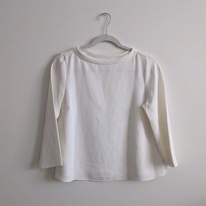 White Boat Neck Flowy Top